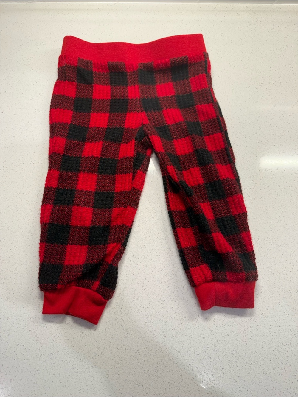 Lands' End Red and Black Plaid Fleece Pajama Bottoms